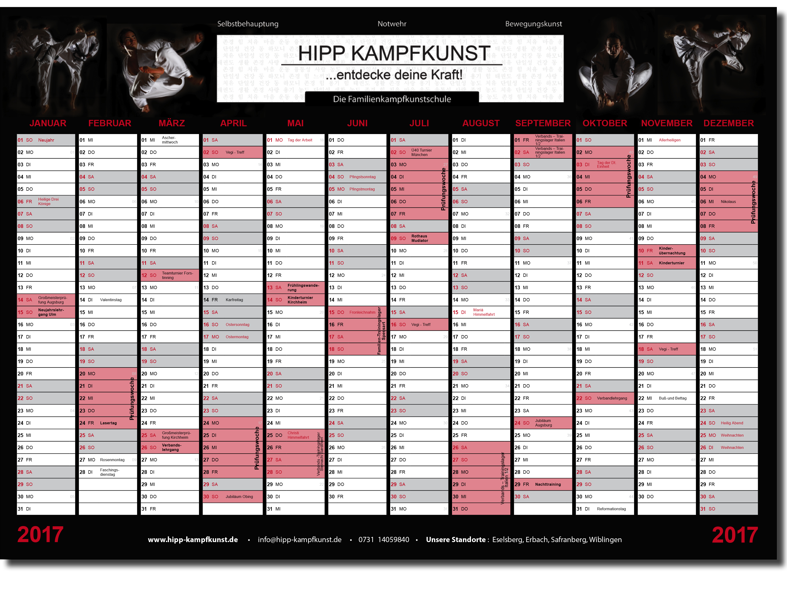 Kalender Hipp Kampfkusnt